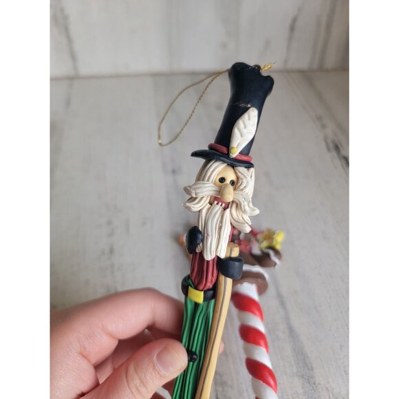 Long Santa Claus gingerbread peppermint candy ornament Xmas set - Picture 3 of 6